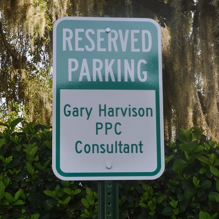 A sign for long-term employee, Gary Harvison.