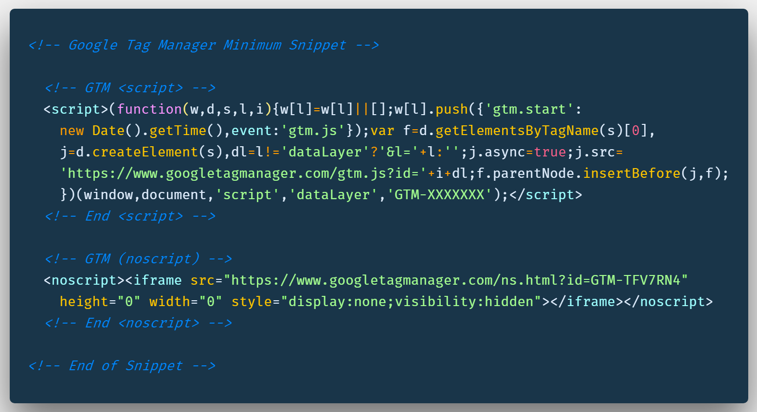 Google Tag Manager code snippet