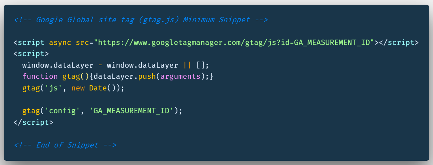 Google global site tag code snippet 