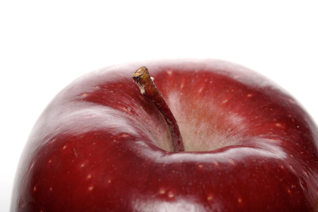 close up of the top of an apple