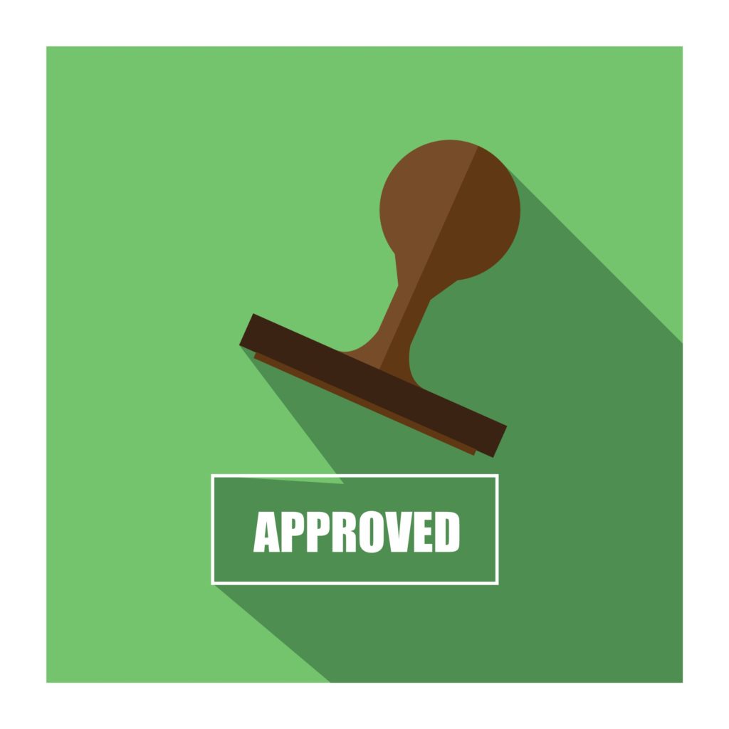 approved green graphic with stamp