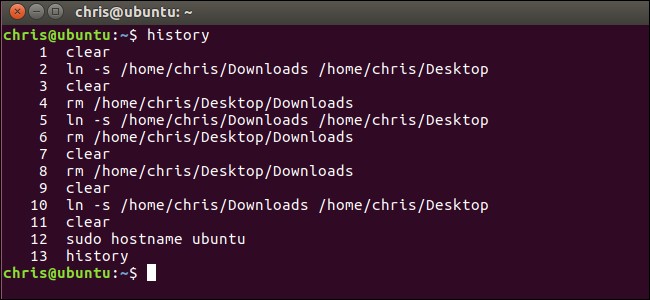 screenshot of CLI history of commands