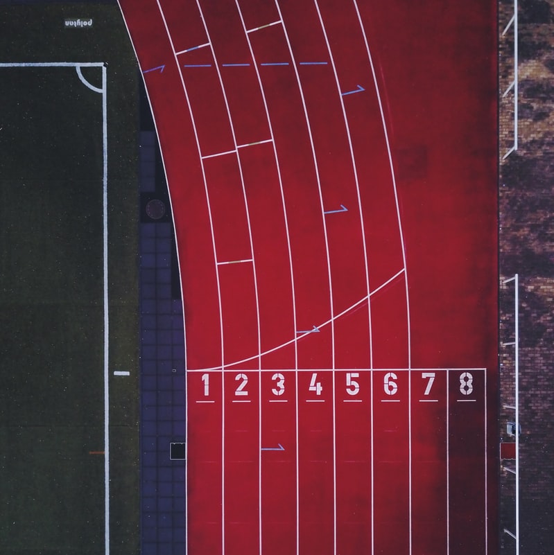 ariel view of a running track course 