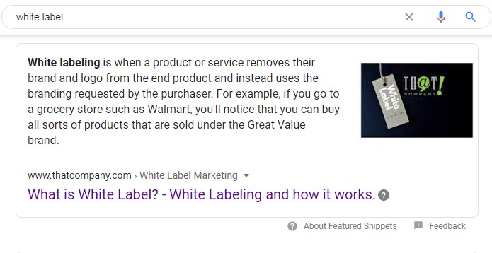 example of a featured snippet