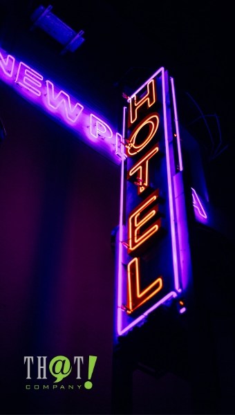 hotel sign at night
