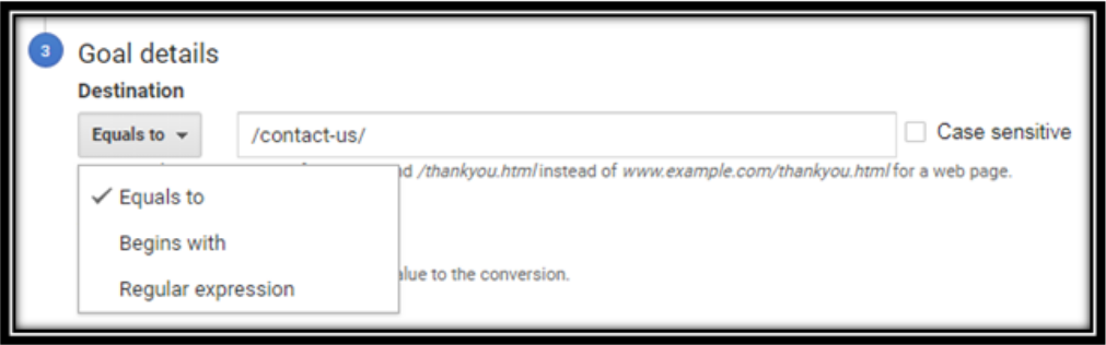 the details of setting Google Analytics Goals