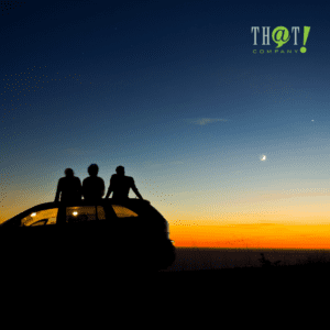 Emotional Hooks For Content Writing | A Silhouette Of Group Of Friends Sitting On Top Of A Car Watching The Sunset