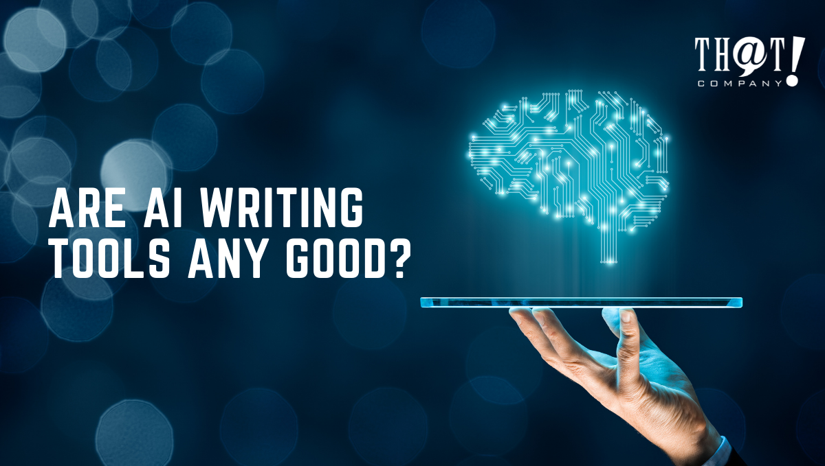 AI Writing Tools For Content Writing | A Hand Holding A Tablet Showing A Brain Hologram