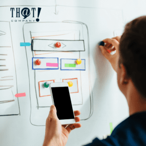 Website Designing | A Man In Front of A Whiteboard Doing A Mobile Website Design