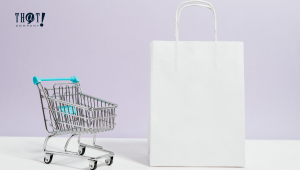 The Product or Service Your Business is Selling. | A Small Cart with White Paper Bag On The Side