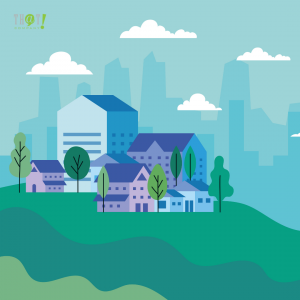 Vector Design | A vector Design Of Fields With Trees, House And Buildings