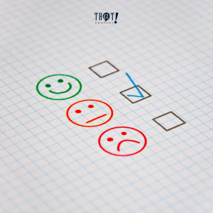 Three Types of Customer Reviews | A Checkbox in A Paper For Smiling, Neutral Face and Sad Face.