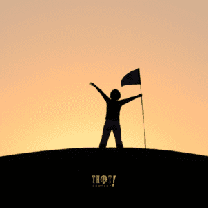 Google's Goal | A Silhouette Of A Person On The Top Of A Mountain Holding A Flag 