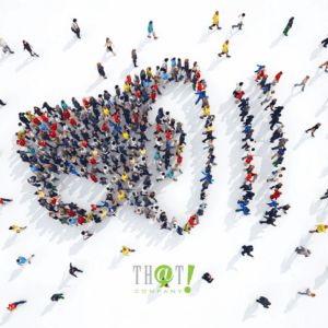 PPC Campaigns | A Group Of People Creating A Megaphone Icon Viewed From Top