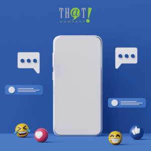 Mobile App Social Media Management | A White Screened Phone With Icon Of Social Media and Emoticons 
