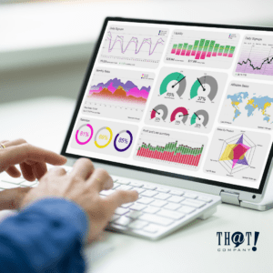 Google Analytics 4 SEO Reports | A Desktop Showing Different Analytic Graphs