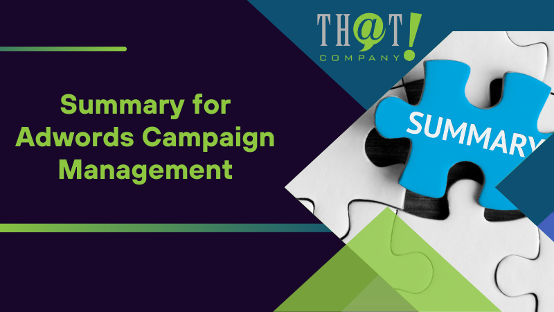 Summary for Adwords Campaign Management